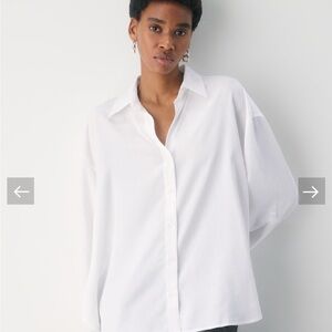 NWT Babaton White Button Up Long sleeve Shirt Aritzia Small